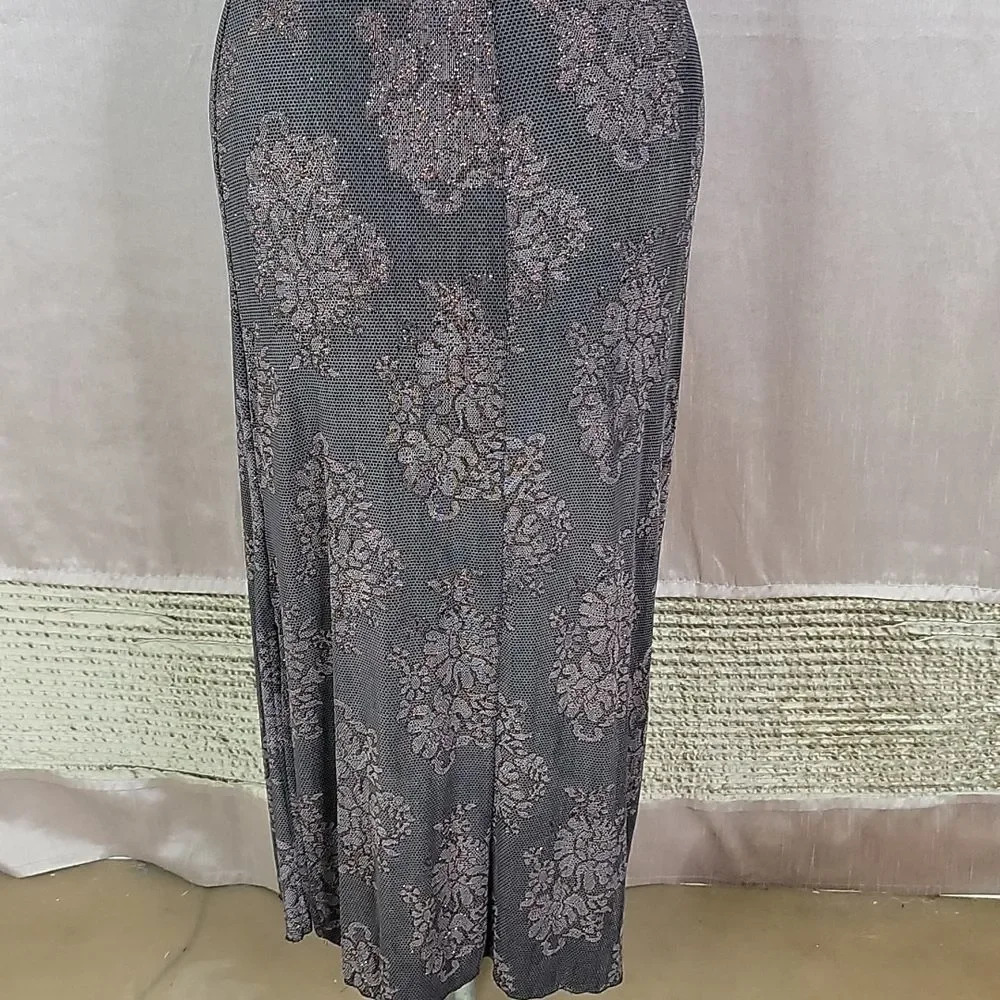 HOURGLASS Brown Floral Glittery Evening Dress Medium - Picture 10 of 12